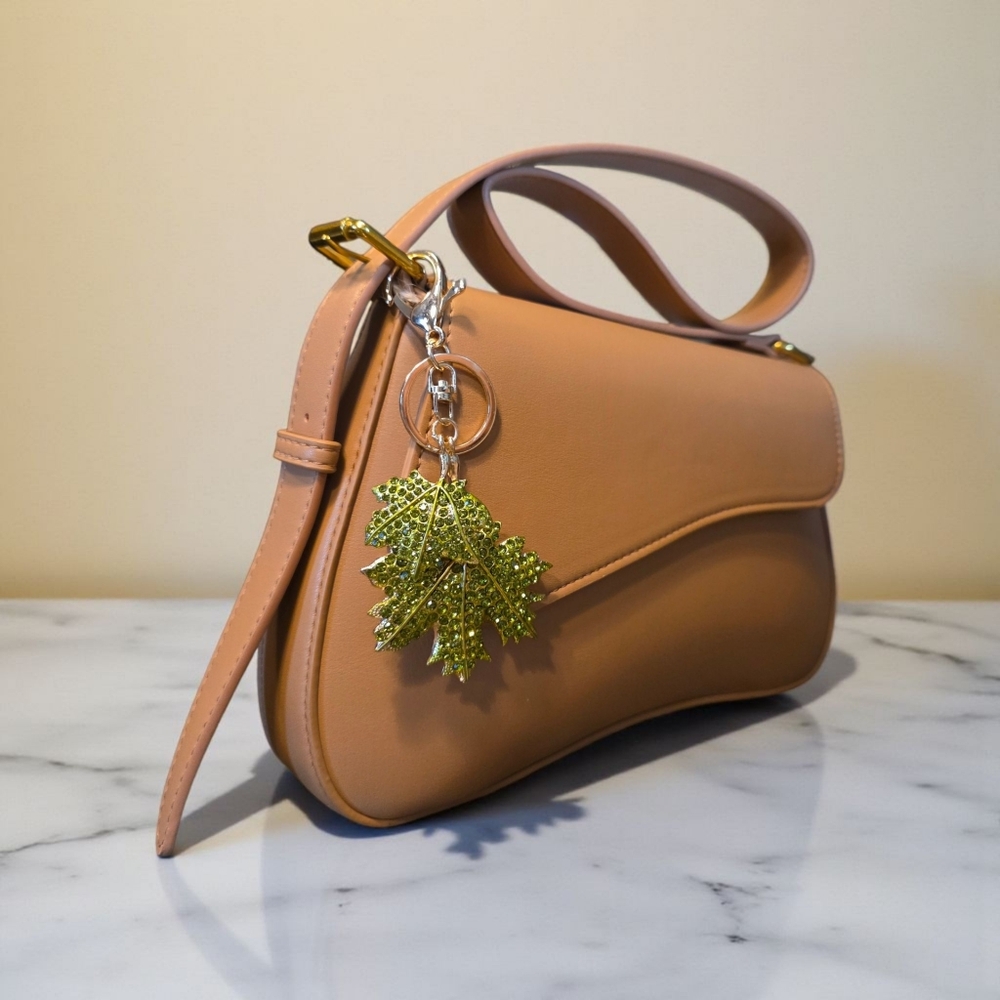 PRICE DROP!! Front Flap Handbag in Camel with Bag Charm NWT - Picture 3 of 8